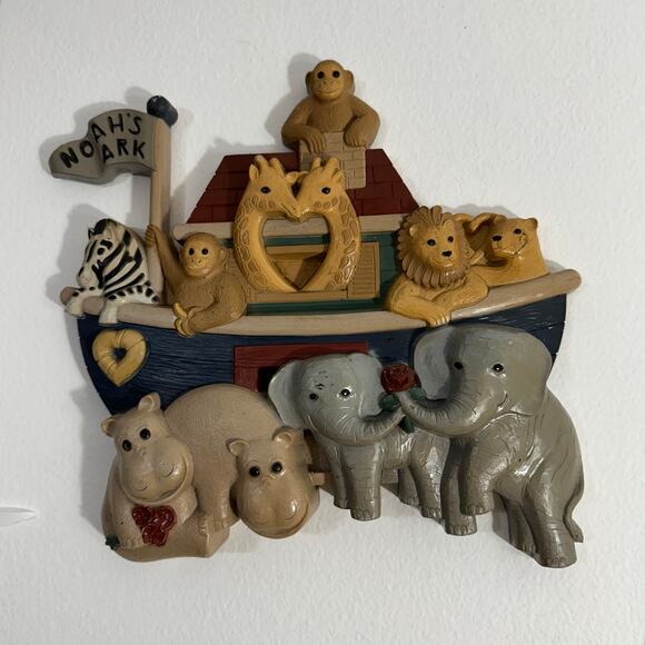 Vintage‎ Noah's Ark Wall Decor Nursery Art Plaque Child Room Religious Christian - Picture 1 of 10